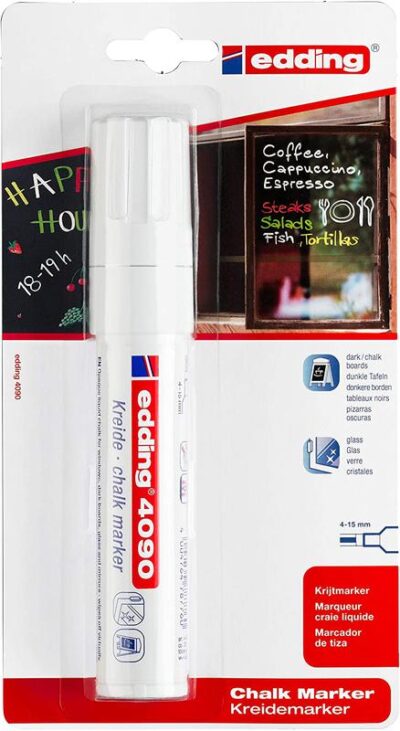 edding 4090 Chalk Marker Chisel Tip 4-15mm Line White – 4-4090-1-1049