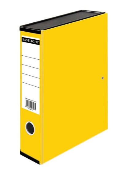 ValueX Box File Paper on Board Foolscap 70mm Capacity 75mm Spine Width Clip Closure Yellow (Pack 10) – 31819DENTx10