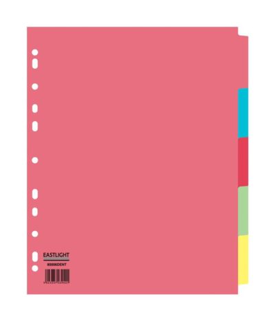 ValueX Divider 5 Part A4 Extra Wide 155gsm Card Assorted Colours – 80006DENT