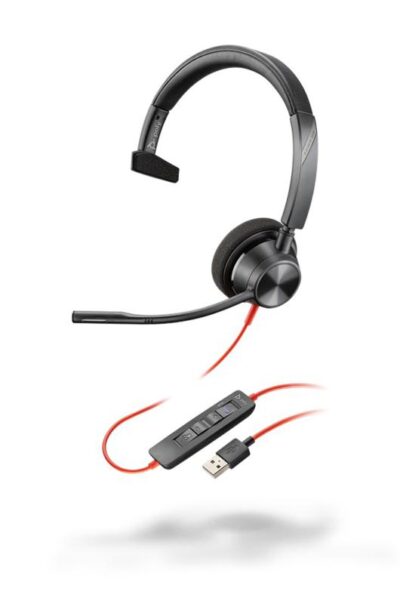 Poly Blackwire 3310 USB A Wired Mono Headset Boom Microphone 94dB Sensitivity Certified for Microsoft Teams