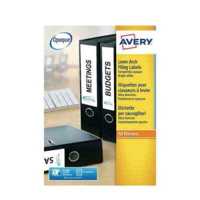 Avery Lever Arch Labels Inkjet 200x60mm White 4 Labels per Sheet (Pack 40 Labels) - J8171-10