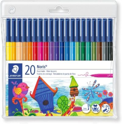 Staedtler Noris Fibre-Tip Pen 1mm Line Assorted Colours (Pack 20) 326 WP20