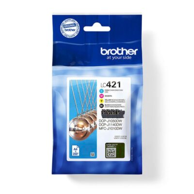 Brother Black Cyan Magenta Yellow Standard Capacity Ink Cartridge Multipack 4 x 200 pages (Pack 4) - LC421VAL