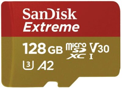 SanDisk Extreme 128GB Class 3 MicroSDXC Memory Card and Adapter