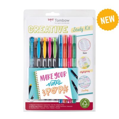 Tombow Creative Study Kit includes 1x Reporter 4 Colour Ballpoint Pen 4x Mono Edge Highlighters and 4x TwinTone Fibre Tipped Pens – STUD-SET