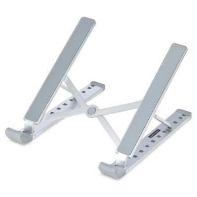 StarTech.com Foldable Portable Height Adjustable Ergonomic Laptop Stand Ventilated Aluminium Frame Supports 22lb 10kg