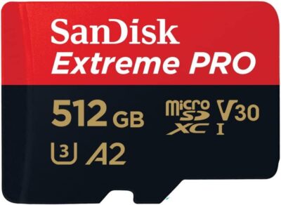 SanDisk Extreme PRO 512GB MicroSDXC UHS-I Class 10 Memory Card and Adapter