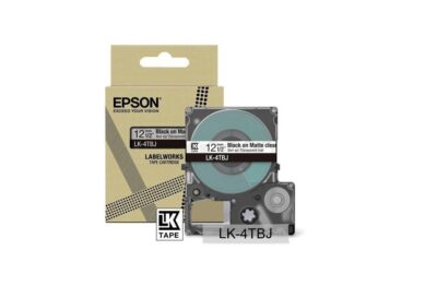 Epson LK-4TBJ Black on Matte Clear Tape Cartridge 12mm - C53S672065