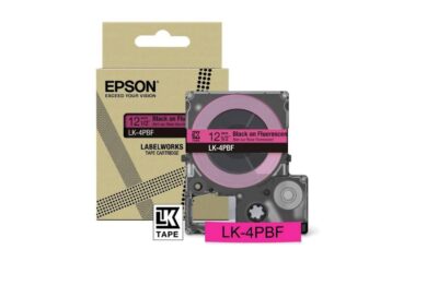 Epson LK-4PBF Black on Fluorescent Pink Tape Cartridge 12mm - C53S672100