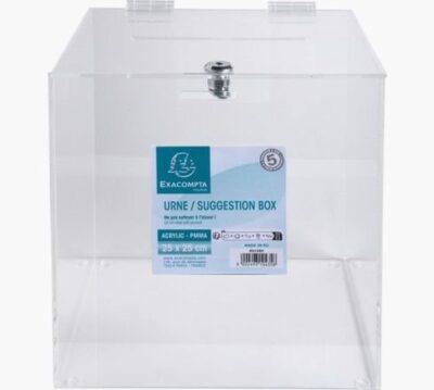 Exacompta Suggestion Box with Lockable Lid 25cm Transparent (Pack 1) –  89158D