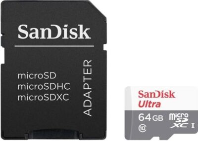 SanDisk Ultra 64GB Class 10 MicroSDXC Memory Card and Adapter