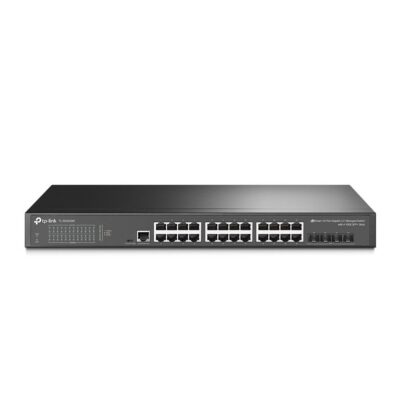 TP-Link JetStream 24-Port Gigabit and 4-Port 10GE SFP Plus L2 Plus Managed Switch with 24-Port PoE Plus