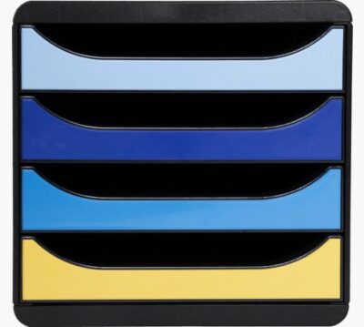 Exacompta Bee Blue Big Box 4 Drawer Unit 347 x 278 x 267mm Assorted Colours (Each) – 3104202D