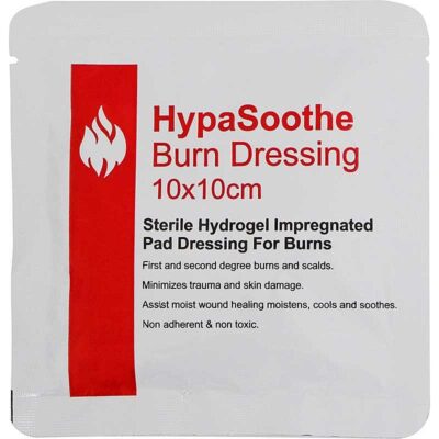 HypaSoothe Burn Dressing 10 x 10cm Sterile Hydrogel Impregnated Pad Dressing – D8160