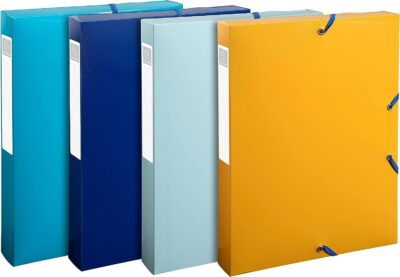 Exacompta Bee Blue Box File A4 Assorted Colours (Pack 8) – 59140E