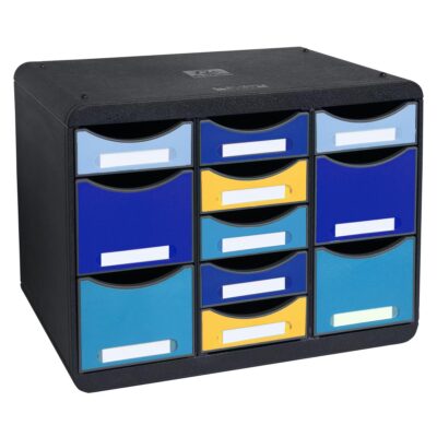 Exacompta Bee Blue Store Box 11 Drawer Set 270 x 355 x 271mm Assorted Colours (Each) – 3137202D