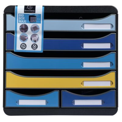 Exacompta Bee Blue Big Box 6 Drawer Set 347 x 278 x 271mm Assorted Colours (Each) – 3124202D