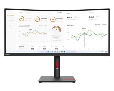 Lenovo ThinkVision T34w-30 34 Inch 3440 x 1440 Pixels Wide Quad HD VA Panel HDMI DisplayPort USB Curved Monitor