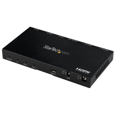 StarTech.com 2-Port HDMI 4K 60Hz UHD 2.0 Audio Video Splitter with Scaler and Audio Extractor