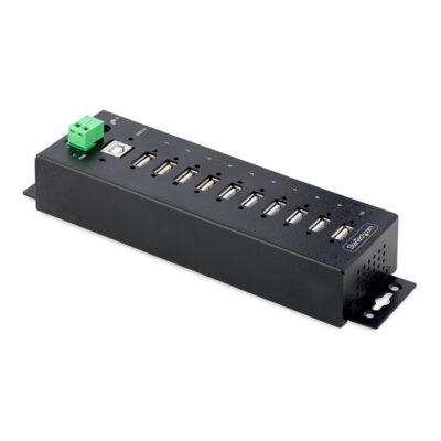 StarTech.com 10-Port Industrial USB 2.0 Rugged Hub with ESD Level 4 Protection