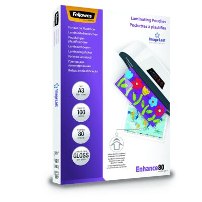 Fellowes Laminating Pouch A3 2×80 Micron Gloss (Pack 100) 5306207
