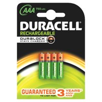 Duracell AAA Rechargeable Batteries 750mAh (Pack 4) – DURHR03B4-750SC