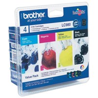 Brother Black Cyan Magenta Yellow Standard Capacity Ink Cartridge Multipack 4 x 6ml (Pack 4) - LC980VALBP