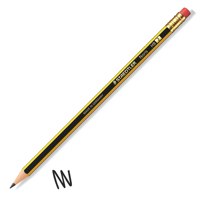 Staedtler Noris HB Pencil Rubber Tip Yellow/Black Barrel (Pack 12) – 122-HB