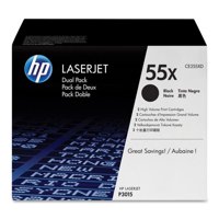 HP 55X Black High Yield Toner Cartridge Twinpack 2 x 12.5K pages (Pack 2) for HP LaserJet Enterprise M525/P3015/Pro M521 - CE255XD