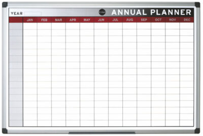 Bi-Office Annual Magnetic Whiteboard Planner Aluminium Frame 900x600mm – GA0337170