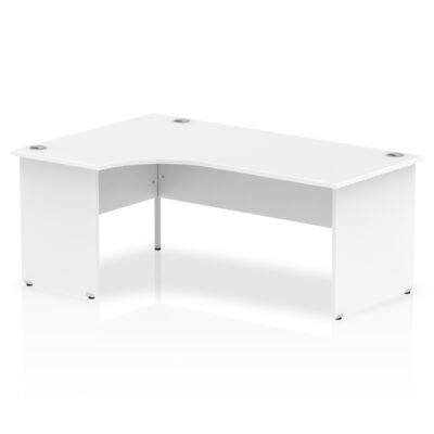 Impulse Contract Left Hand Crescent Radial Panel End Desk W1800 x D1200 x H730mm White Finish/White Frame - I000411