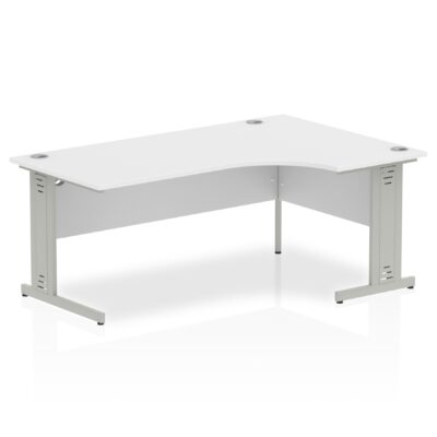 Dynamic Impulse 1800mm Right Crescent Desk White Top Silver Cable Managed Leg I000494