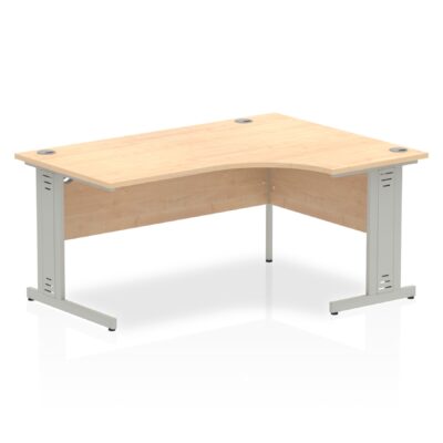 Dynamic Impulse 1600mm Right Crescent Desk Maple Top Silver Cable Managed Leg I000530