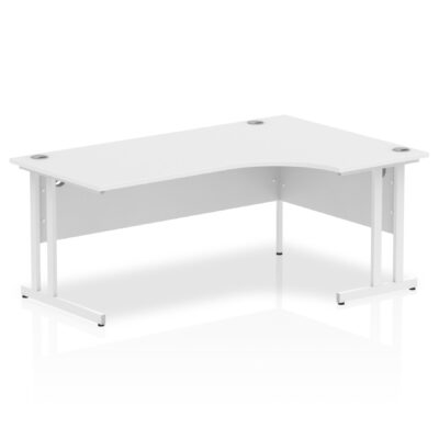 Impulse Contract Right Hand Crescent Cantilever Desk W1800 x D1200 x H730mm White Finish/White Frame - I002395