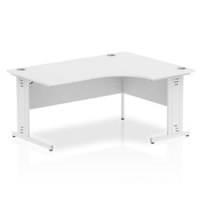 Impulse Contract Right Hand Crescent Cable Managed Leg Desk W1600 x D1200 x H730mm White Finish/White Frame - I002397