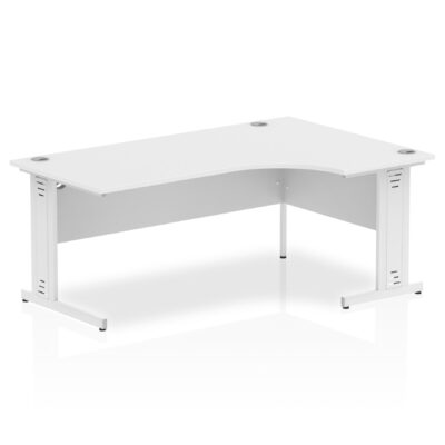 Impulse Contract Right Hand Crescent Cable Managed Leg Desk W1800 x D1200 x H730mm White Finish/White Frame - I002399