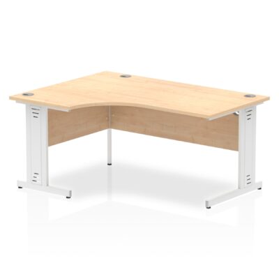 Impulse Contract Left Hand Crescent Cable Managed Leg Desk W1600 x D1200 x H730mm Maple Finish/White Frame - I002622