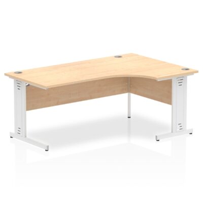 Impulse Contract Right Hand Crescent Cable Managed Leg Desk W1800 x D1200 x H730mm Maple Finish/White Frame - I002625