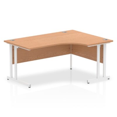 Impulse Contract Right Hand Crescent Cantilever Desk W1600 x D1200 x H730mm Oak Finish/White Frame - I002845