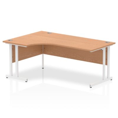 Impulse Contract Left Hand Crescent Cantilever Desk W1800 x D1200 x H730mm Oak Finish/White Frame - I002846