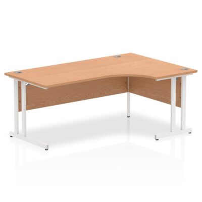Impulse Contract Right Hand Crescent Cantilever Desk W1800 x D1200 x H730mm Oak Finish/White Frame - I002847