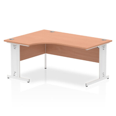 Impulse Contract Left Hand Crescent Cable Managed Leg Desk W1600 x D1200 x H730mm Oak Finish/White Frame - I002848