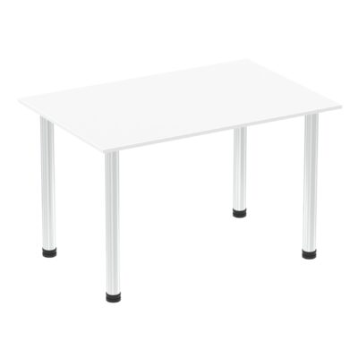 Impulse 1200mm Straight Table White Top Chrome Post Leg I003584