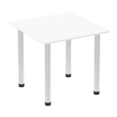 Impulse 800mm Square Table White Top Aluminium Post Leg I003627