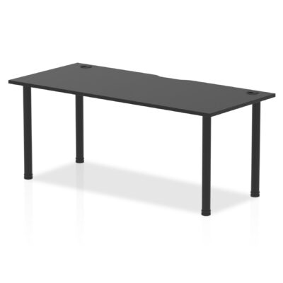 Dynamic Impulse Black Series 1800 x 800mm Straight Table Black Top with Cable Ports Black Post Leg I004203