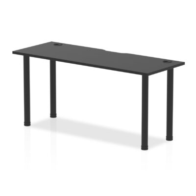 Dynamic Impulse Black Series 1600 x 600mm Straight Table Black Top with Cable Ports Black Post Leg I004206