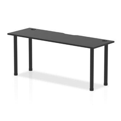 Dynamic Impulse Black Series 1800 x 600mm Straight Table Black Top with Cable Ports Black Post Leg I004207