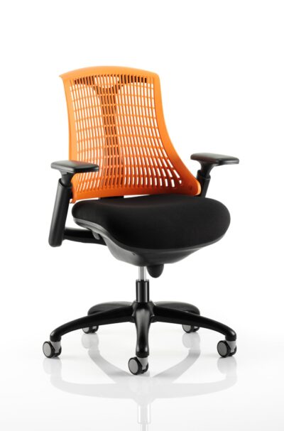 Flex Medium Back Task Operator Office Chair with Arms Black Frame Orange/Black - KC0075