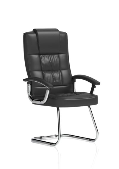 Moore Deluxe Soft Bonded Leather Cantilever Visitor Chair with Arms Black – KC0152