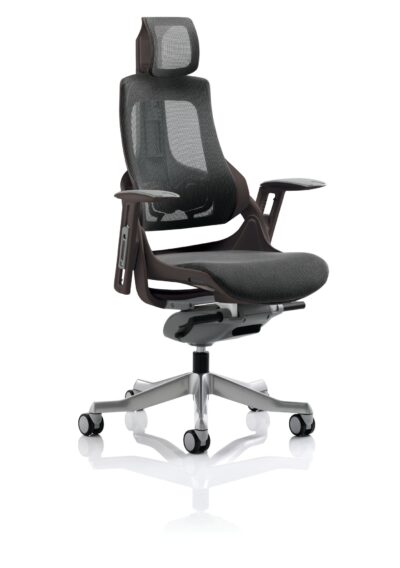 Zure Executive Chair Black Frame Charcoal Mesh Back With Headrest KCUP1281